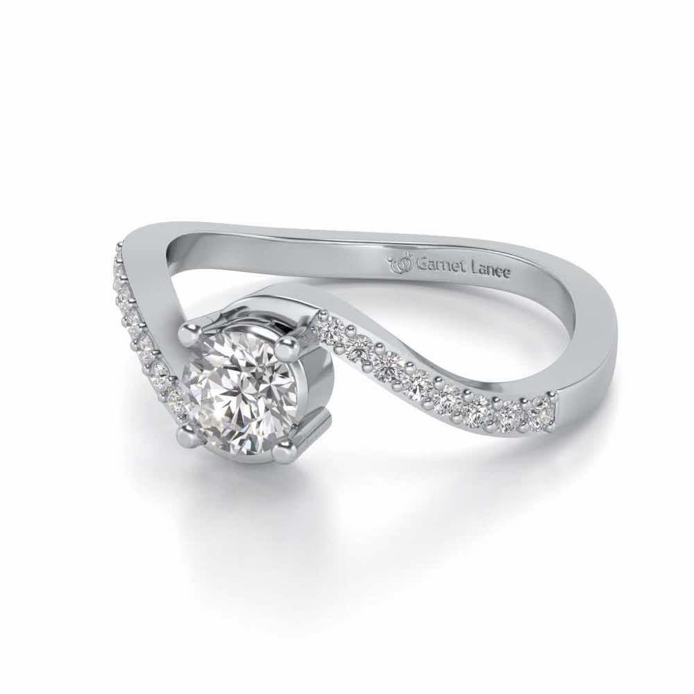 Widish Solitaire Silver Ring - White Gold - Image 2
