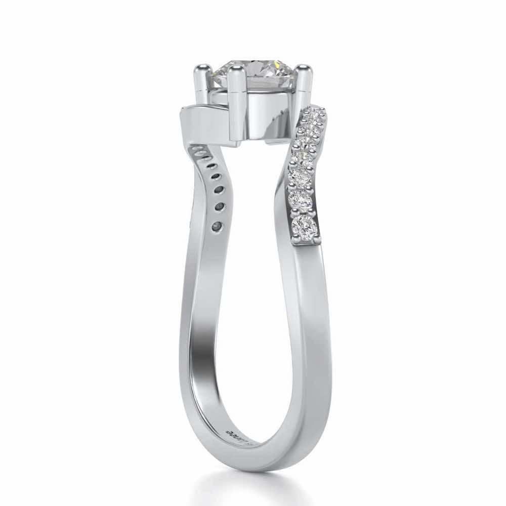 Widish Solitaire Silver Ring - White Gold - Image 3