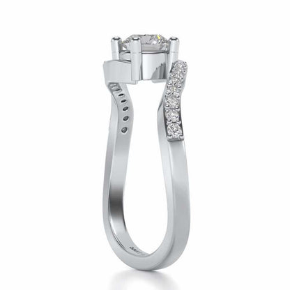 Widish Solitaire Silver Ring - White Gold - Image 3