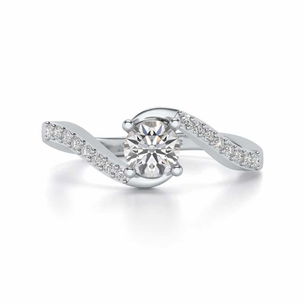 Widish Solitaire Silver Ring - White Gold - Image 4