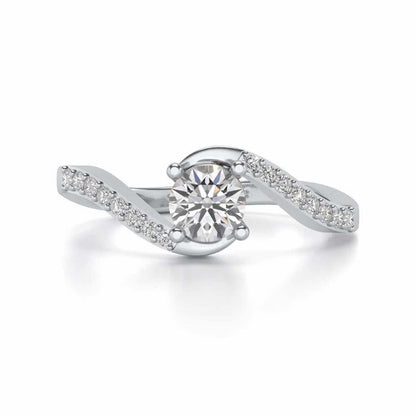Widish Solitaire Silver Ring - White Gold - Image 4