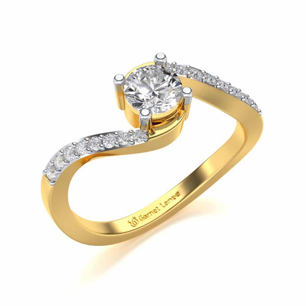 Widish Solitaire Silver Ring - Yellow Gold - Image 1