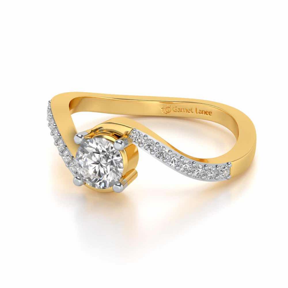 Widish Solitaire Silver Ring - Yellow Gold - Image 2