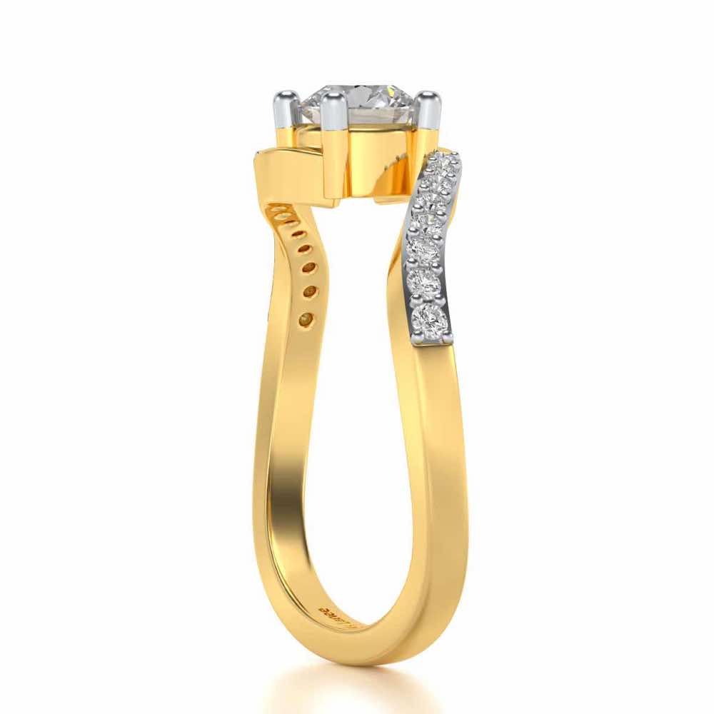 Widish Solitaire Silver Ring - Yellow Gold - Image 3