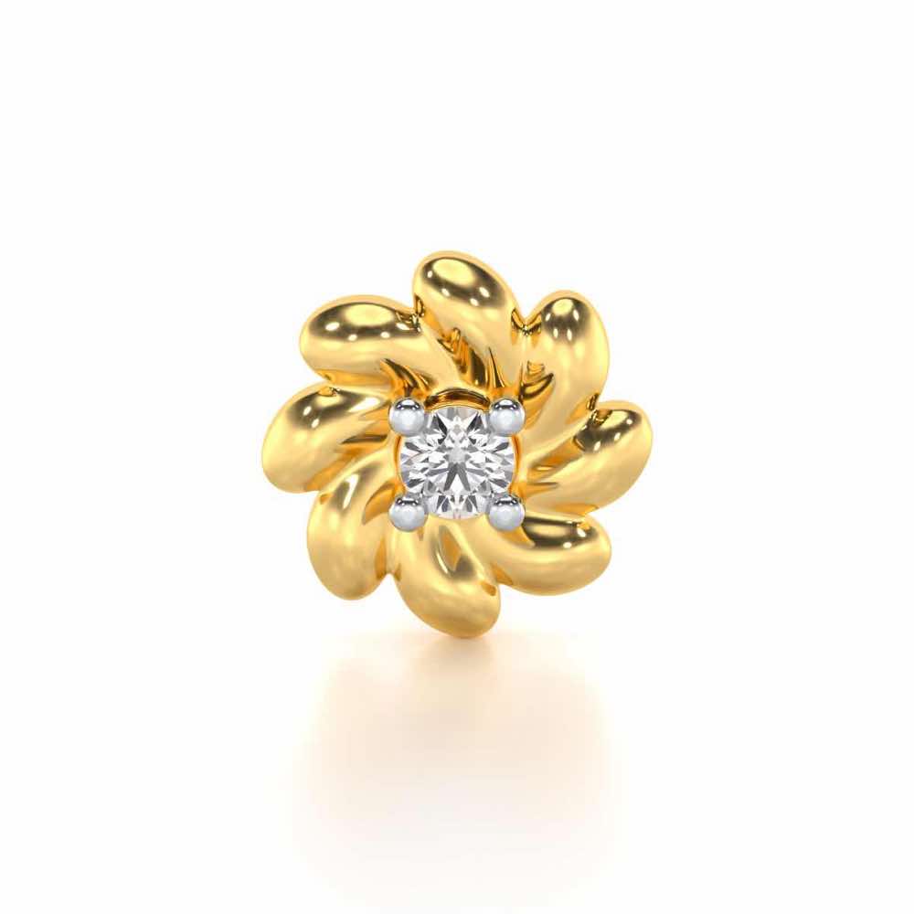 Wind Flower Silver Nosepin - Yellow Gold - Image 1