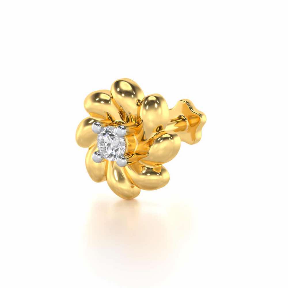 Wind Flower Silver Nosepin - Yellow Gold - Image 2