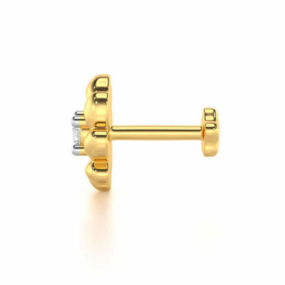 Wind Flower Silver Nosepin - Yellow Gold - Image 3