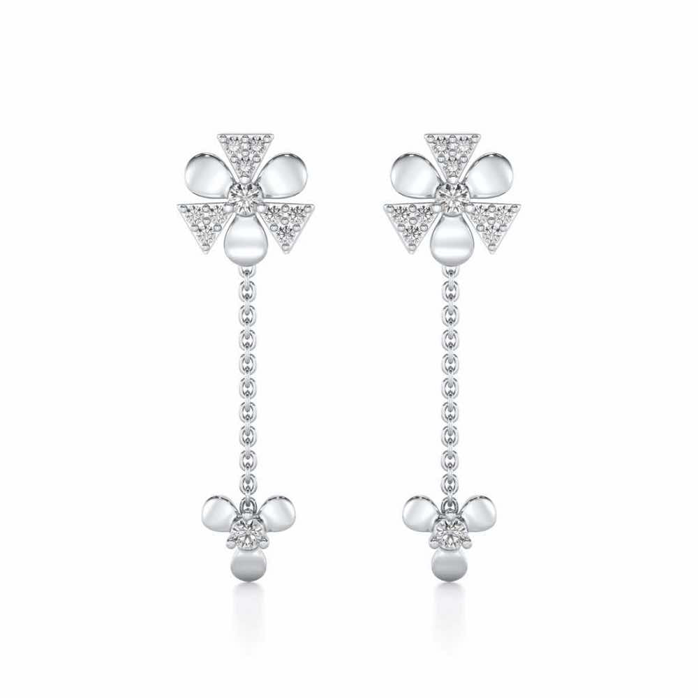 Windmill Silver Earrings - White Gold - Image 1