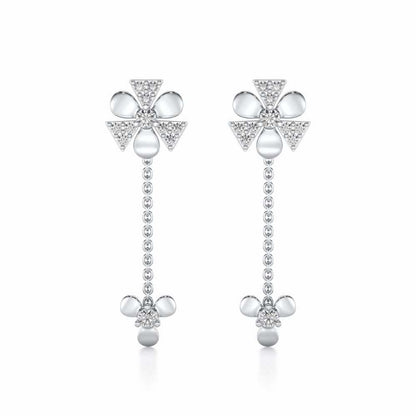 Windmill Silver Earrings - White Gold - Image 1