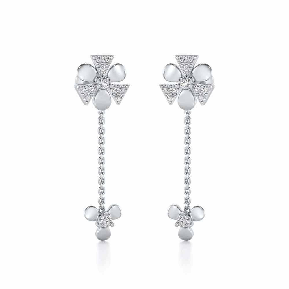 Windmill Silver Earrings - White Gold - Image 2