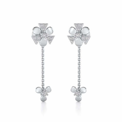 Windmill Silver Earrings - White Gold - Image 2