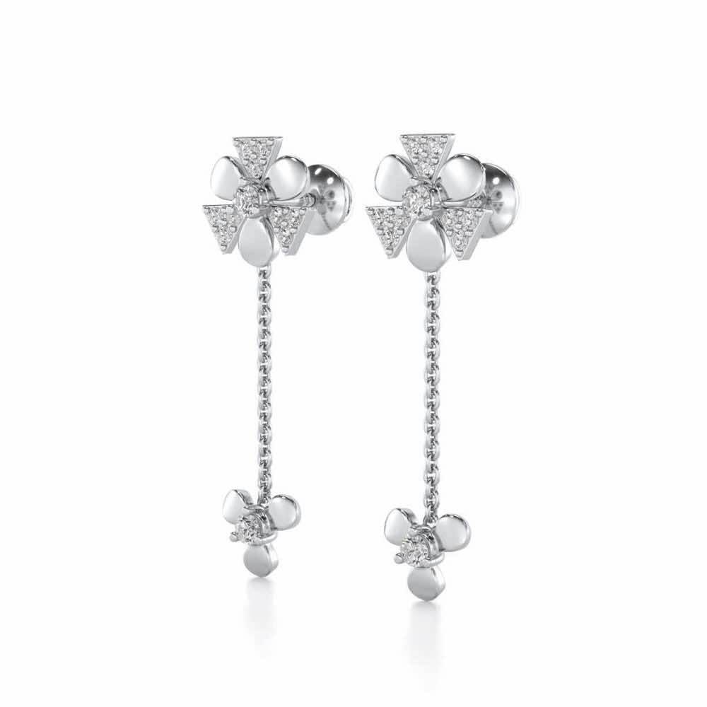 Windmill Silver Earrings - White Gold - Image 3