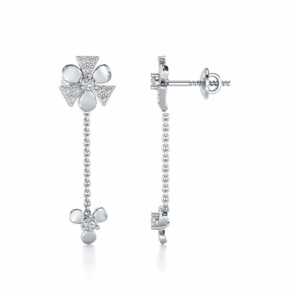 Windmill Silver Earrings - White Gold - Image 4