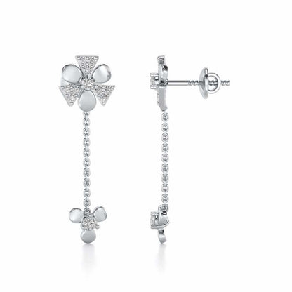 Windmill Silver Earrings - White Gold - Image 4