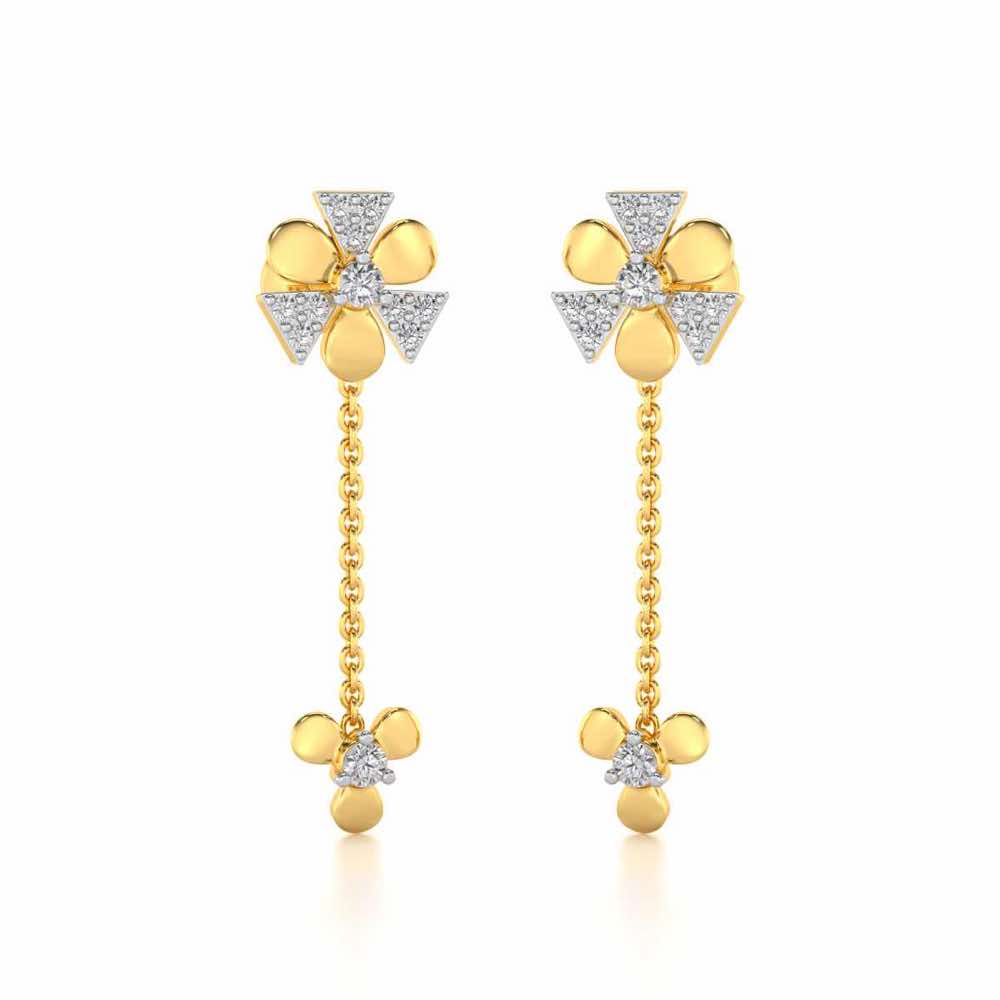 Windmill Silver Earrings - Yellow Gold - Image 2