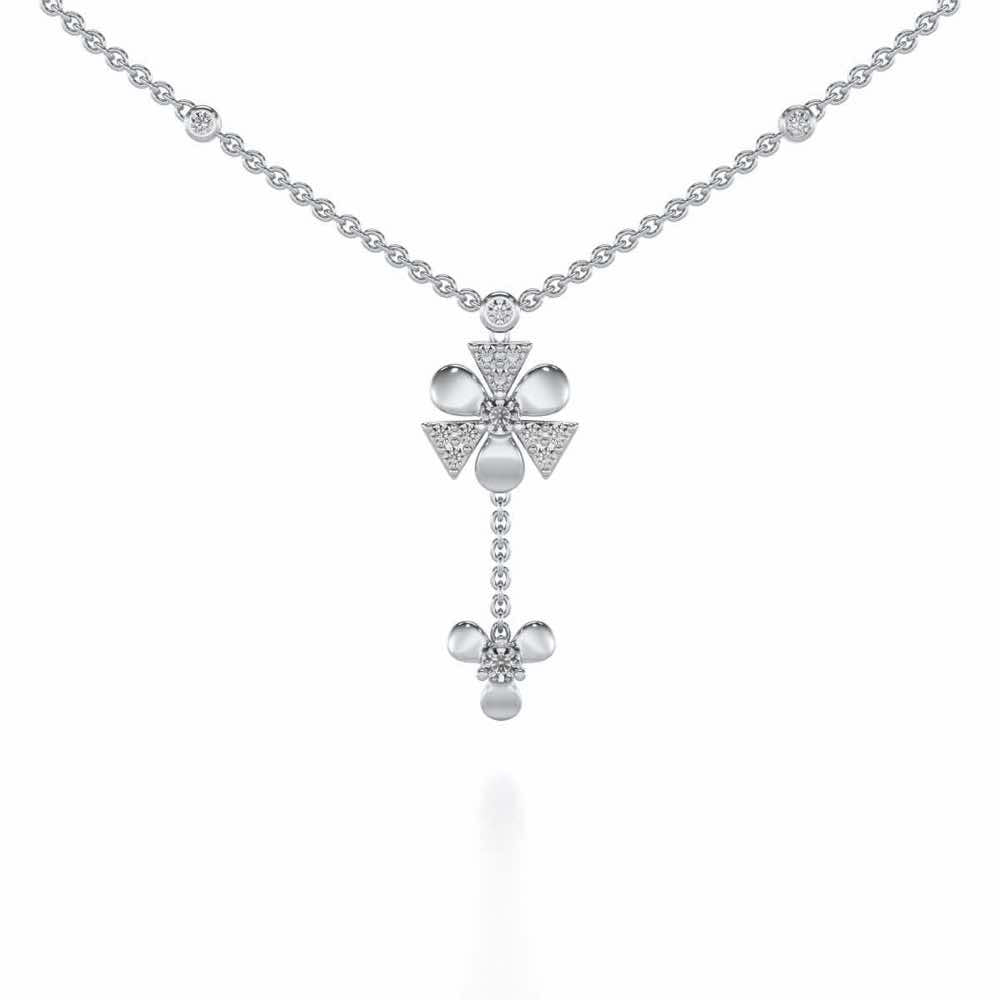 Windmill Silver Necklace - White Gold - Image 1