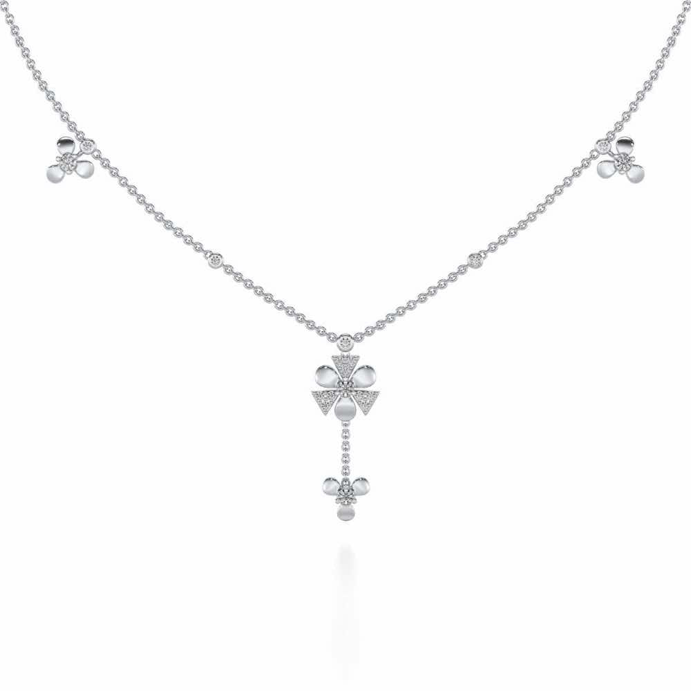 Windmill Silver Necklace - White Gold - Image 2