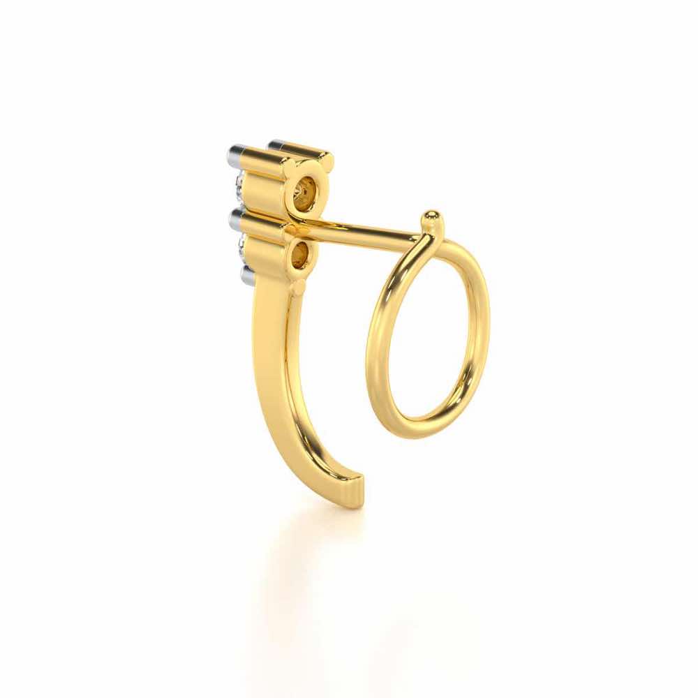 Windmill Silver Nosepin - Yellow Gold - Image 4
