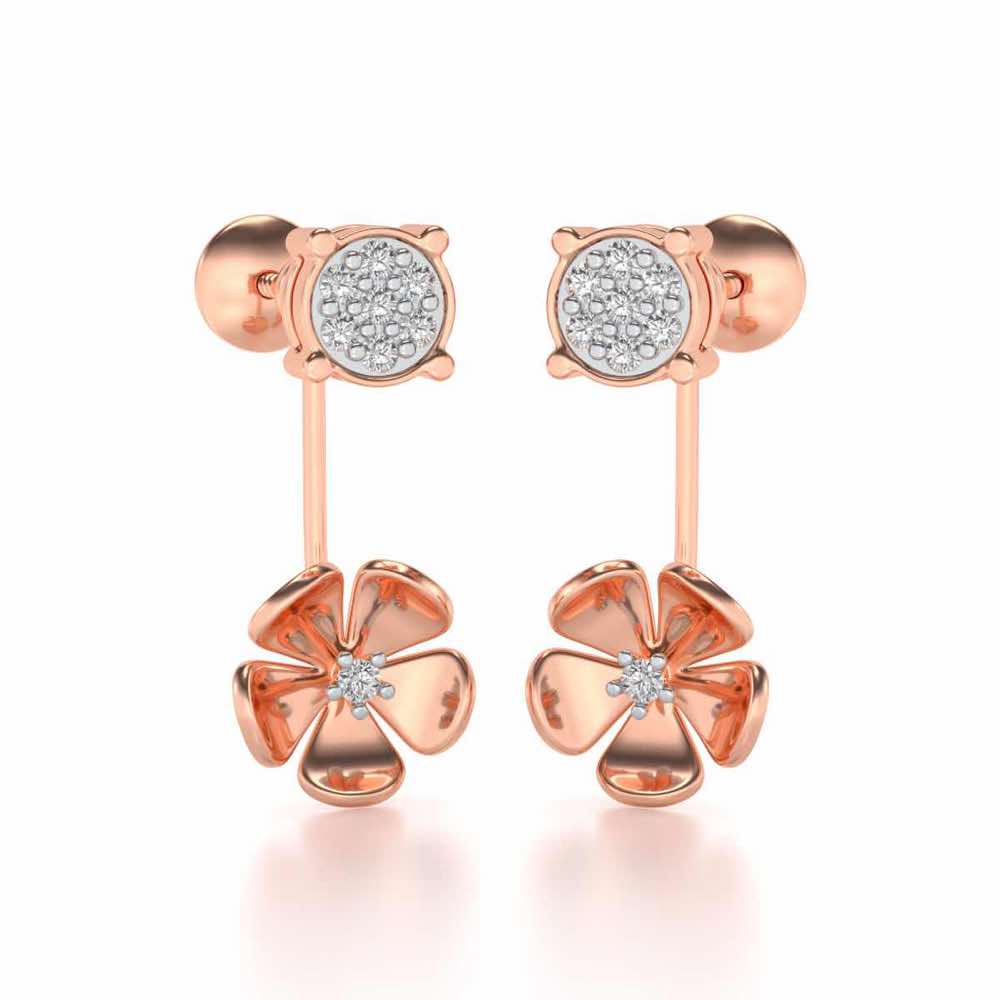 Windmill Flower Silver Studs - Rose Gold - Image 1
