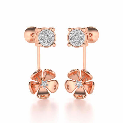 Windmill Flower Silver Studs - Rose Gold - Image 1