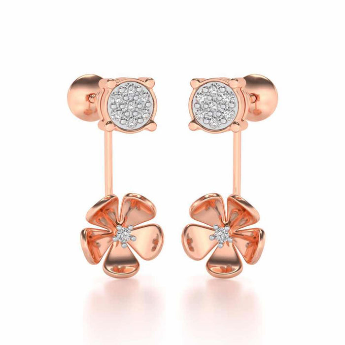 Windmill Flower Silver Studs - Rose Gold - Image 1