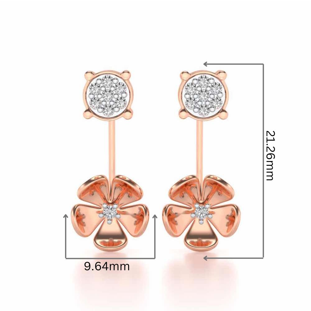 Windmill Flower Silver Studs - Rose Gold - Image 2