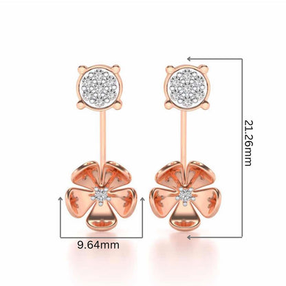 Windmill Flower Silver Studs - Rose Gold - Image 2