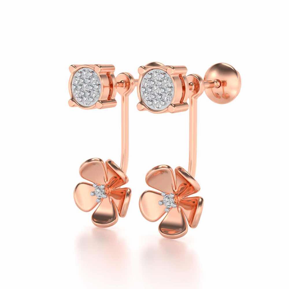 Windmill Flower Silver Studs - Rose Gold - Image 3