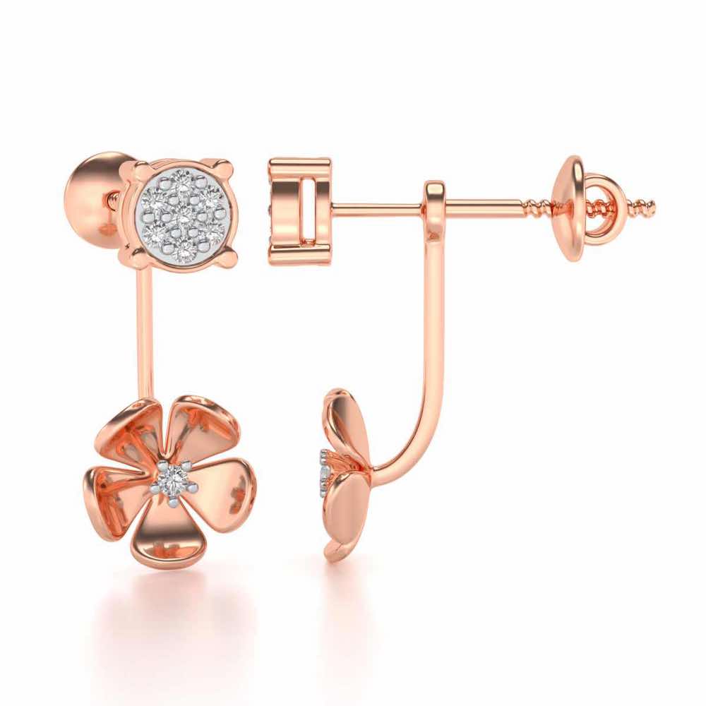 Windmill Flower Silver Studs - Rose Gold - Image 4