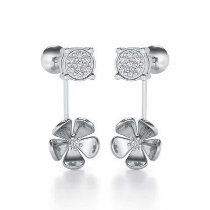 Windmill Flower Silver Studs - White Gold - Image 1