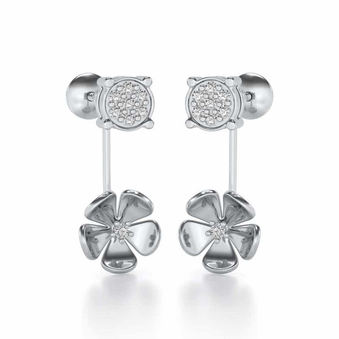 Windmill Flower Silver Studs - White Gold - Image 1