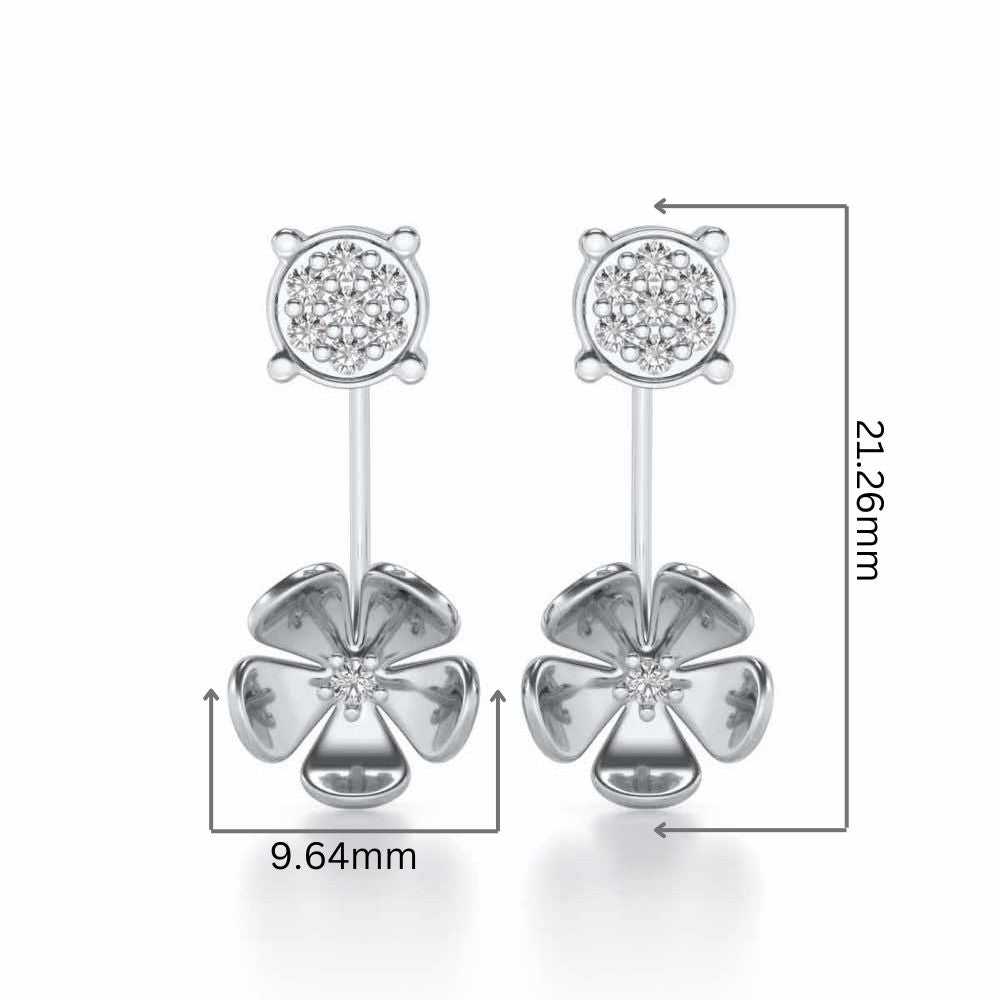 Windmill Flower Silver Studs - White Gold - Image 2