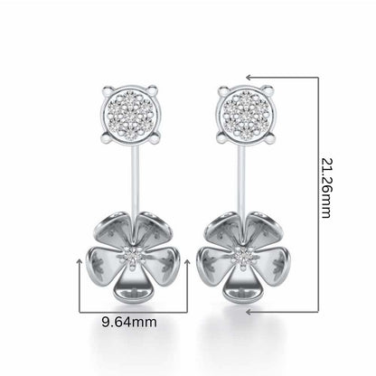 Windmill Flower Silver Studs - White Gold - Image 2