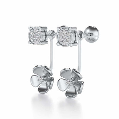 Windmill Flower Silver Studs - White Gold - Image 3