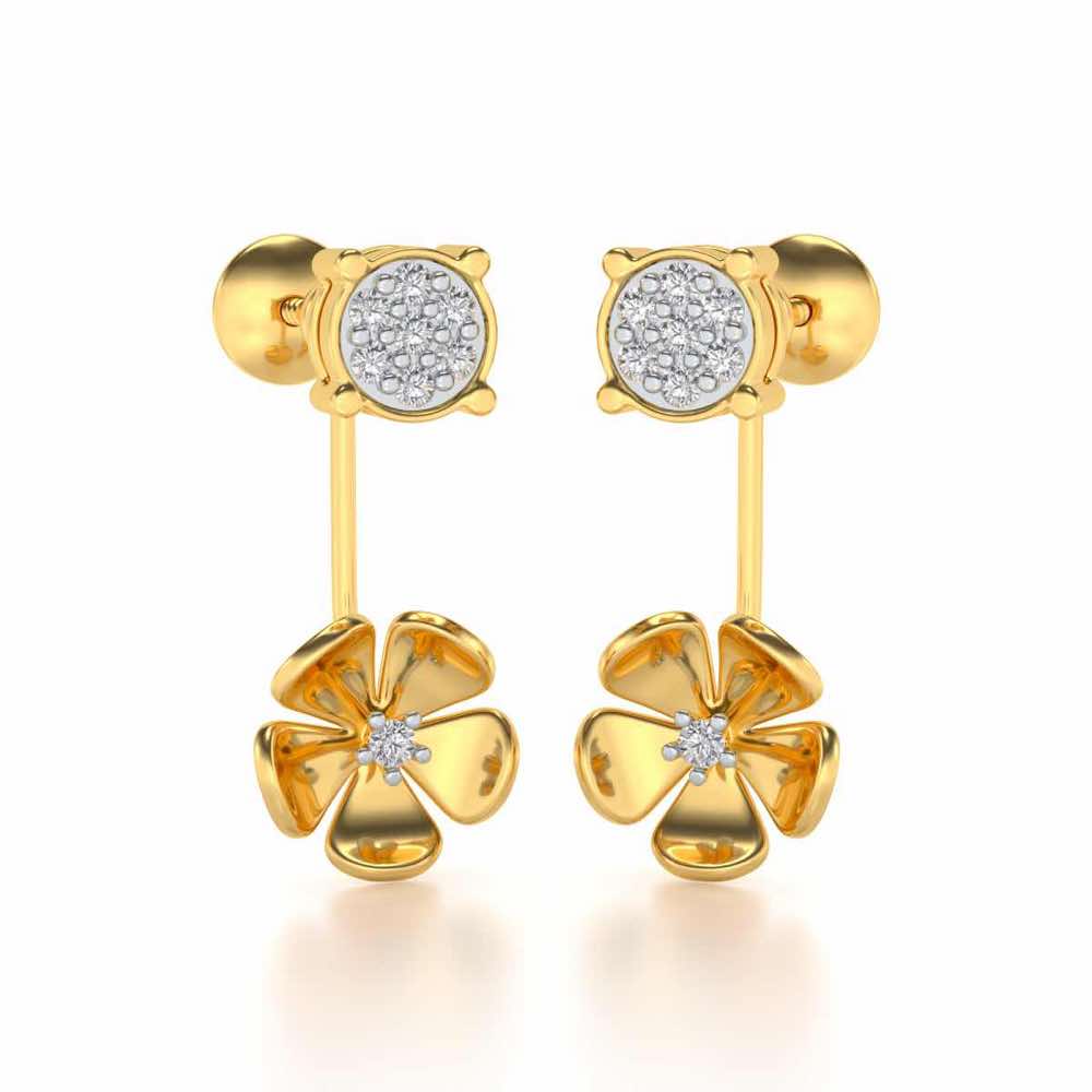 Windmill Flower Silver Studs - Yellow Gold - Image 1