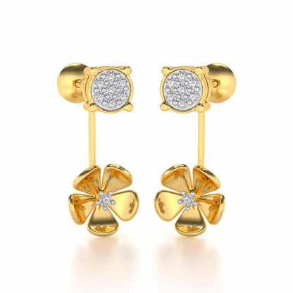 Windmill Flower Silver Studs - Yellow Gold - Image 1