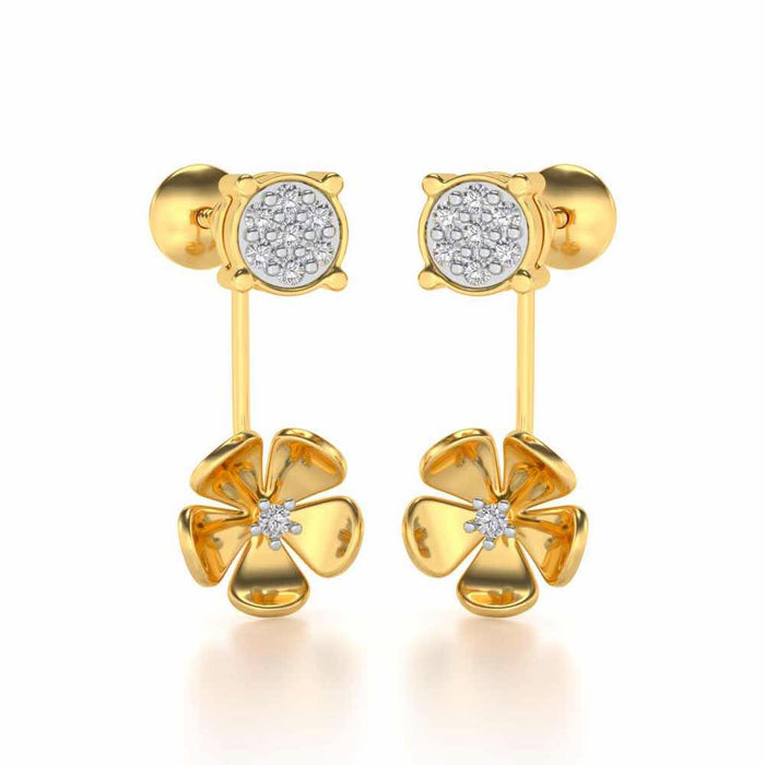 Windmill Flower Silver Studs - Yellow Gold - Image 1