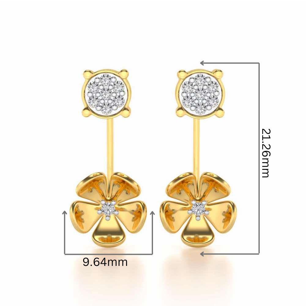 Windmill Flower Silver Studs - Yellow Gold - Image 2