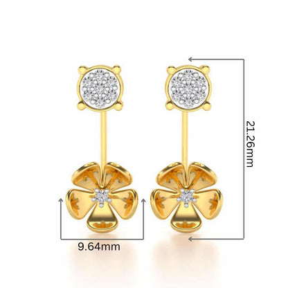 Windmill Flower Silver Studs - Yellow Gold - Image 2