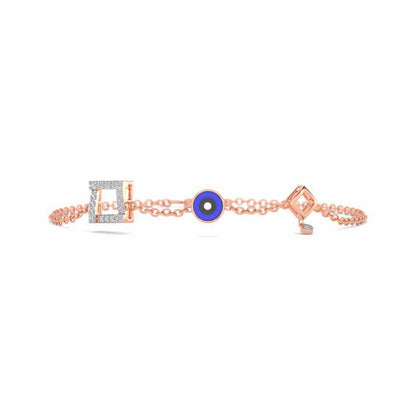 Wing Evil Eye Silver Bracelet - Rose Gold - Image 5