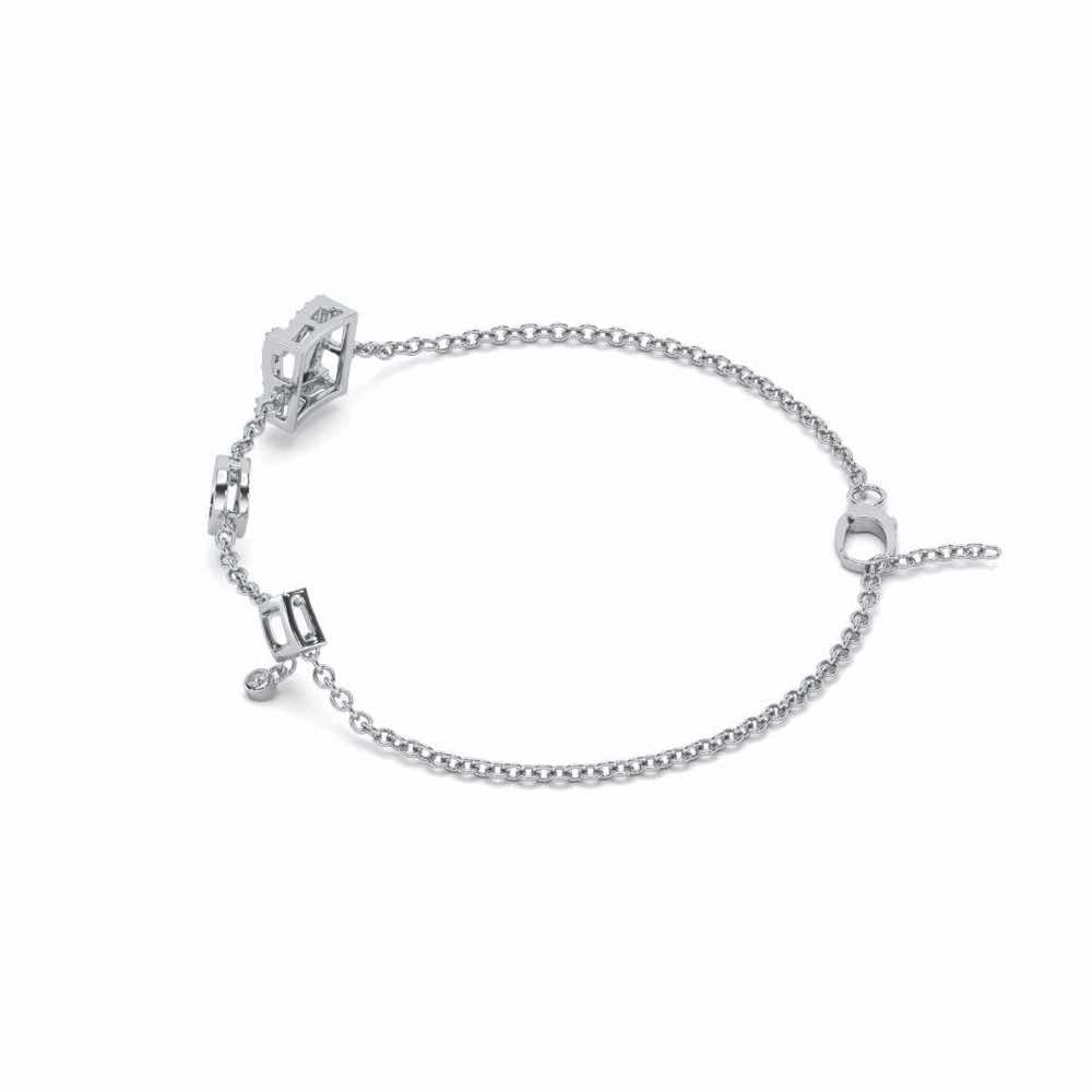 Wing Evil Eye Silver Bracelet - White Gold - Image 3
