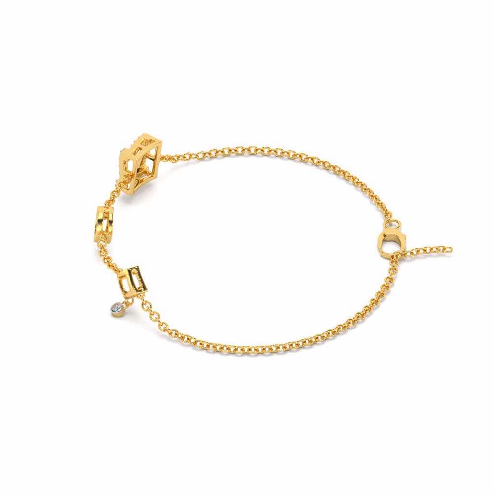 Wing Evil Eye Silver Bracelet - Yellow Gold - Image 3