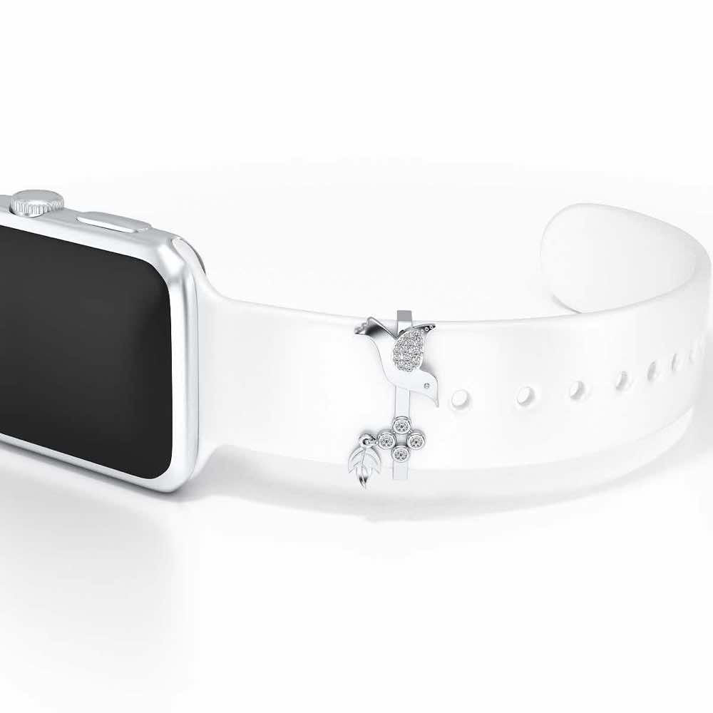 Wing Leaf Silver Watch Band - White Gold - Image 1