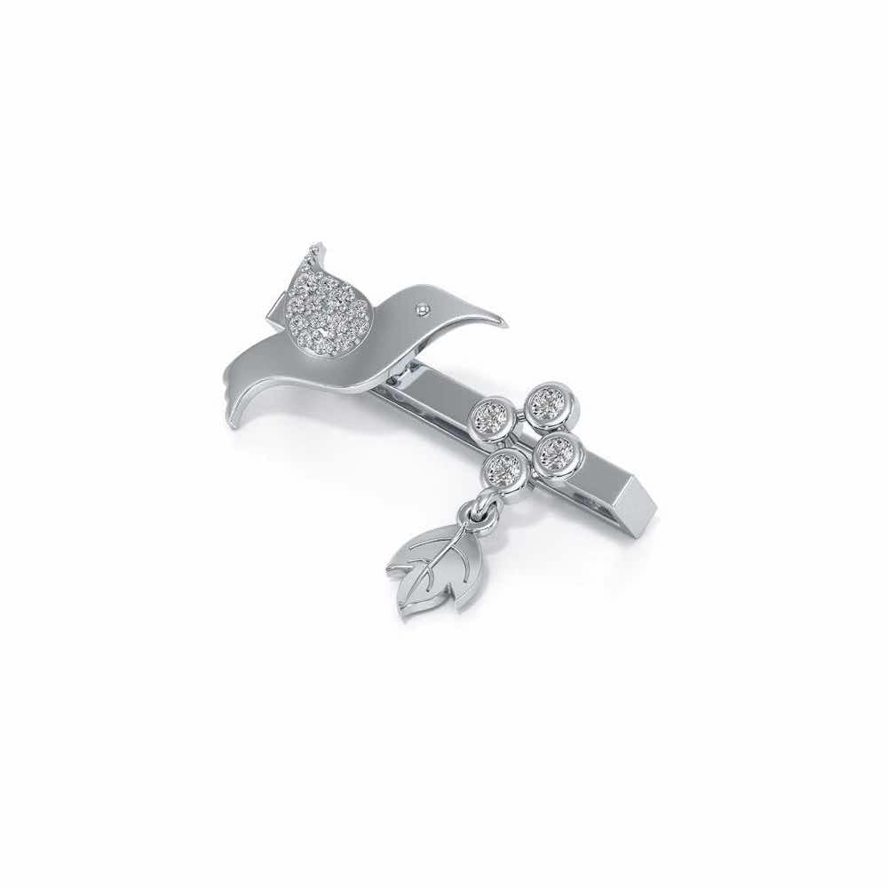 Wing Leaf Silver Watch Band - White Gold - Image 3