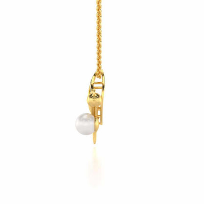 Winged Silver Pearl Pendant - Yellow Gold - Image 4