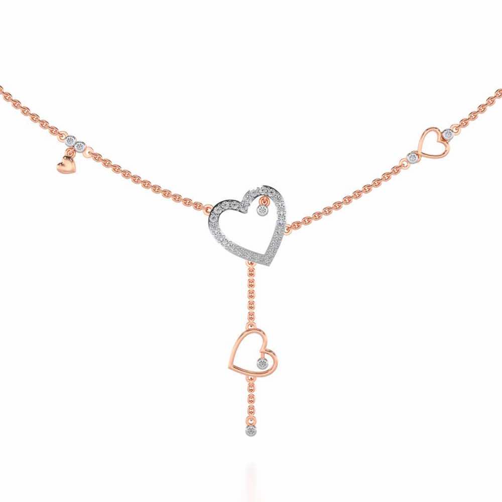 Winking Heart Silver Necklace - Rose Gold - Image 1