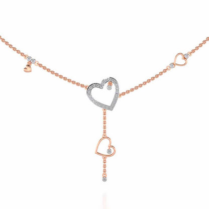 Winking Heart Silver Necklace - Rose Gold - Image 1