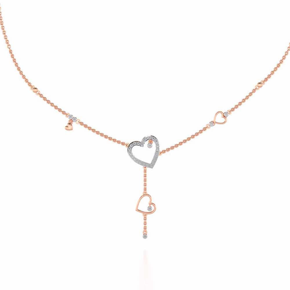 Winking Heart Silver Necklace - Rose Gold - Image 2