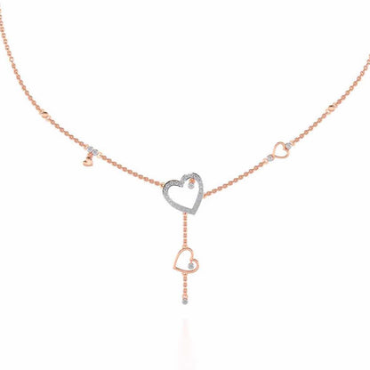 Winking Heart Silver Necklace - Rose Gold - Image 2