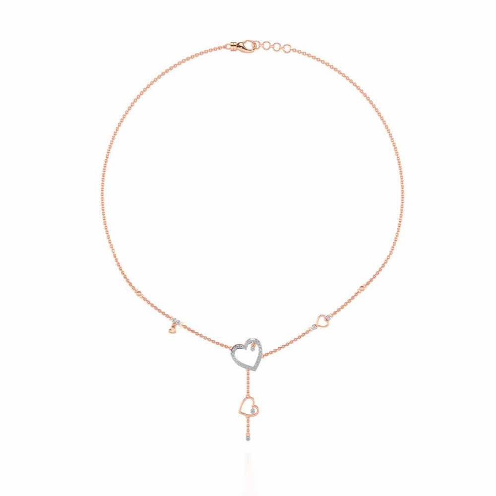 Winking Heart Silver Necklace - Rose Gold - Image 3